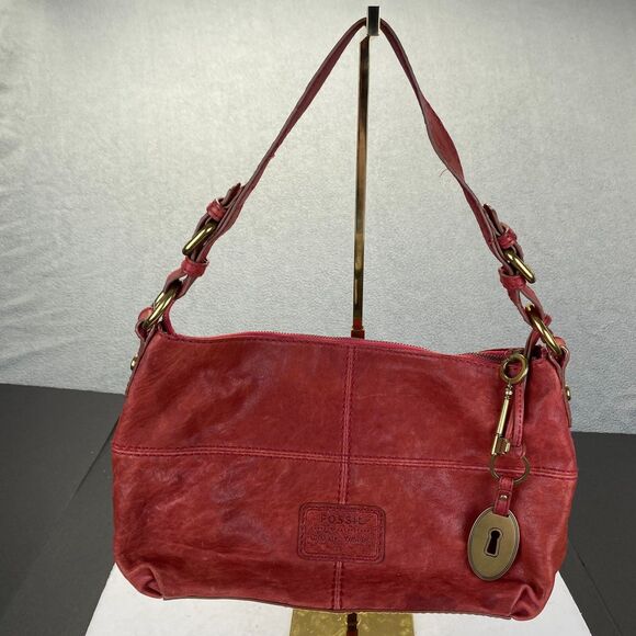 Lovely FOSSIL Long live Vintage Shoulder Bag Handbag,Red Leather - Picture 1 of 16